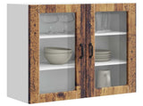 Wall Glass Cabinet PORTO Old Wood 80 x 31 x 80 cm 885423