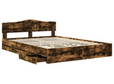 Bed Frame with Drawer Smoked Oak 140 x 200 cm Engineer Wood 3413002