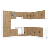 14 Piece Kitchen Cabinet Set "Porto" Artisan Oak Engineered Wood 3315000