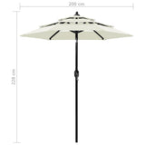 3-Tier Garden Parasol with Aluminium Pole Sand 2 m 313852