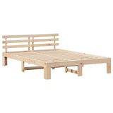 Bed Frame with Headboard Natural 160 x 200 cm Solid Pine Wood 872602