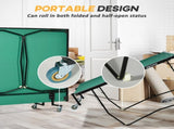 9FT Folding Tennis Table, with 8 Wheels, for Indoor Use, Green T3398P425042