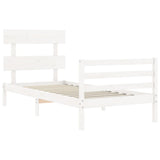 Bed Frame without Mattress White Single Solid Wood 3195057