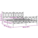Metal Bed Frame without Mattress with Footboard Black 193x203cm 376152