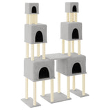 Cat Tree with Sisal Scratching Posts Light Grey 199 cm 172080