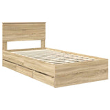 Bed Frame with Drawer Sonoma Oak 100 x 200 cm Engineer Wood 3410737