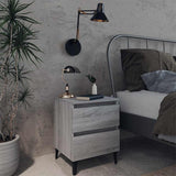 Bed Cabinets with Metal Legs 2 pcs Grey Sonoma 40x35x50 cm 813131