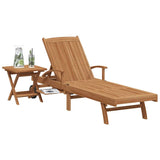 Sun lounger Folding with Cushion 2 pcs Brown Solid Teak Wood 42008013