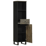 Bathroom Cabinet Black 38x33x160 cm Solid Wood Mango 4017706