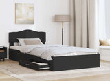 Bed Frame with Headboard Black 70 x 190 cm Engineered Wood 3413257