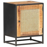 Bedside Cabinet 40x30x50 cm Rough Mango Wood and Natural Cane 323140