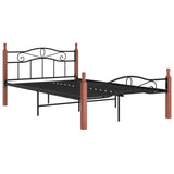 Bed Frame without Mattress Black Metal&Solid Oak Wood 120x200 cm 324906