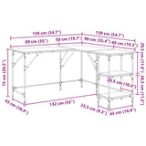 Desk Smoked Oak 139x139x75 cm Engineered Wood 837589
