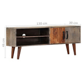 TV Cabinet Grey 130x30x46 cm Solid Rough Mango Wood 282743