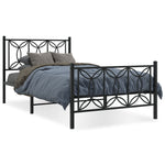 ZNTS Metal Bed Frame without Mattress with Footboard Black 100x190cm 376140