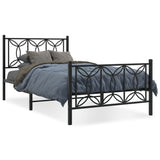 ZNTS Metal Bed Frame without Mattress with Footboard Black 100x190cm 376140