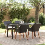 Garden Dining Set with Cushion 5 pcs Black Poly Rattan 3261673
