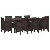 Garden Dining Set 9 pcs Brown Polypropylene 3378579