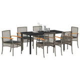 Garden Dining Set with Cushion 7 pcs Grey and Black Rattan 3380824