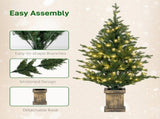 Set of Two Artificial 4ft Christmas Trees, with Lights - Green T3398P424888