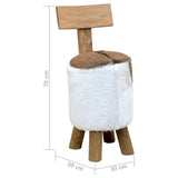 Stool Goatskin Leather and Solid Teak Wood 285206