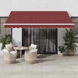 Manual Retractable Awning with LED Burgundy 400x350 cm 3214983