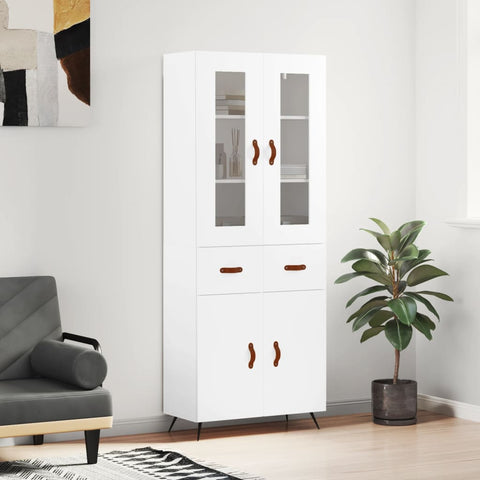 Highboard White 69.5x34x180 cm Engineered Wood 3198505