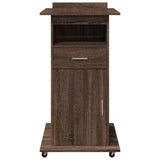Lectern with Wheels & Drawer Brown Oak 55x55x107 cm Engineered Wood 848030