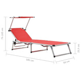 Sun Lounger Red Aluminium Standard Collapsible 312459