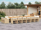 17 Piece Garden Dining Set with Cushions Beige Poly Rattan 3211252