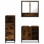 ZNTS 3 Piece Bathroom Furniture Set Smoked Oak Engineered Wood 3301057