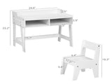 White Kids Study Desk and Chair Set with Storage, MDF, 60.5*41.5*50cm 80179517