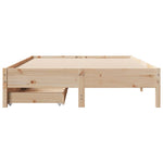 ZNTS Bed Frame without Mattress 135x190 cm Double Solid Wood Pine 3301725