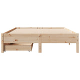 ZNTS Bed Frame without Mattress 135x190 cm Double Solid Wood Pine 3301725
