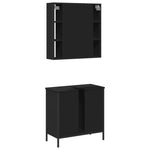 ZNTS 2 Piece Bathroom Furniture Set Black Engineered Wood 3214720
