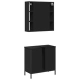 ZNTS 2 Piece Bathroom Furniture Set Black Engineered Wood 3214720