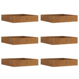 Lawn Edging 6 pcs Rusty 60 x 60 x 13 cm Weathering Steel 874743
