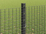 Welded Wire Fence with Post 10 x 1.2 m PVC-Coated Steel Grey 3336567