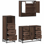 3 Piece Bathroom Furniture Set Brown Oak Engineered Wood 3301054