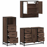3 Piece Bathroom Furniture Set Brown Oak Engineered Wood 3301054