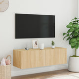 TV Wall Cabinet with LED Lights Sonoma Oak 100x35x31 cm 837297
