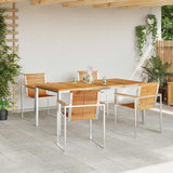 Garden Dining Set 5 pcs Solid Teak Wood and Stainless Steel 3334825