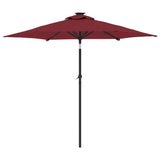 Garden Parasol with LEDs and Steel Pole Bordeaux Red 225x225x212cm 4005070