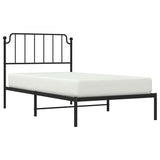 Metal Bed Frame without Mattress with Headboard Black 100x200cm 373882