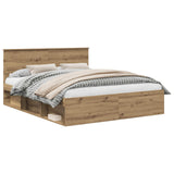 Bed Frame Artisian Oak 160 x 200 cm Solid Pine Wood 3410581
