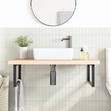 Basin Shelf Wall Mounted Steel and Solid Wood Oak 3302473