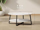 Two-Tier Marble-Effect Coffee Table - White/Black T3398P342304