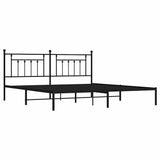 Bed Frame Black Powder-Coated Steel Double Bed Frame 353543