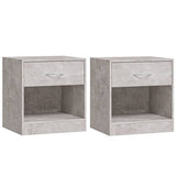 ZNTS Bedside Cabinets 2 pcs with Drawer Concrete Grey 342584