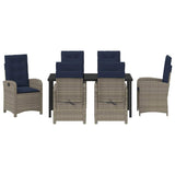 Garden Dining Set with Cushion 7 pcs Grey Poly Rattan 3380355